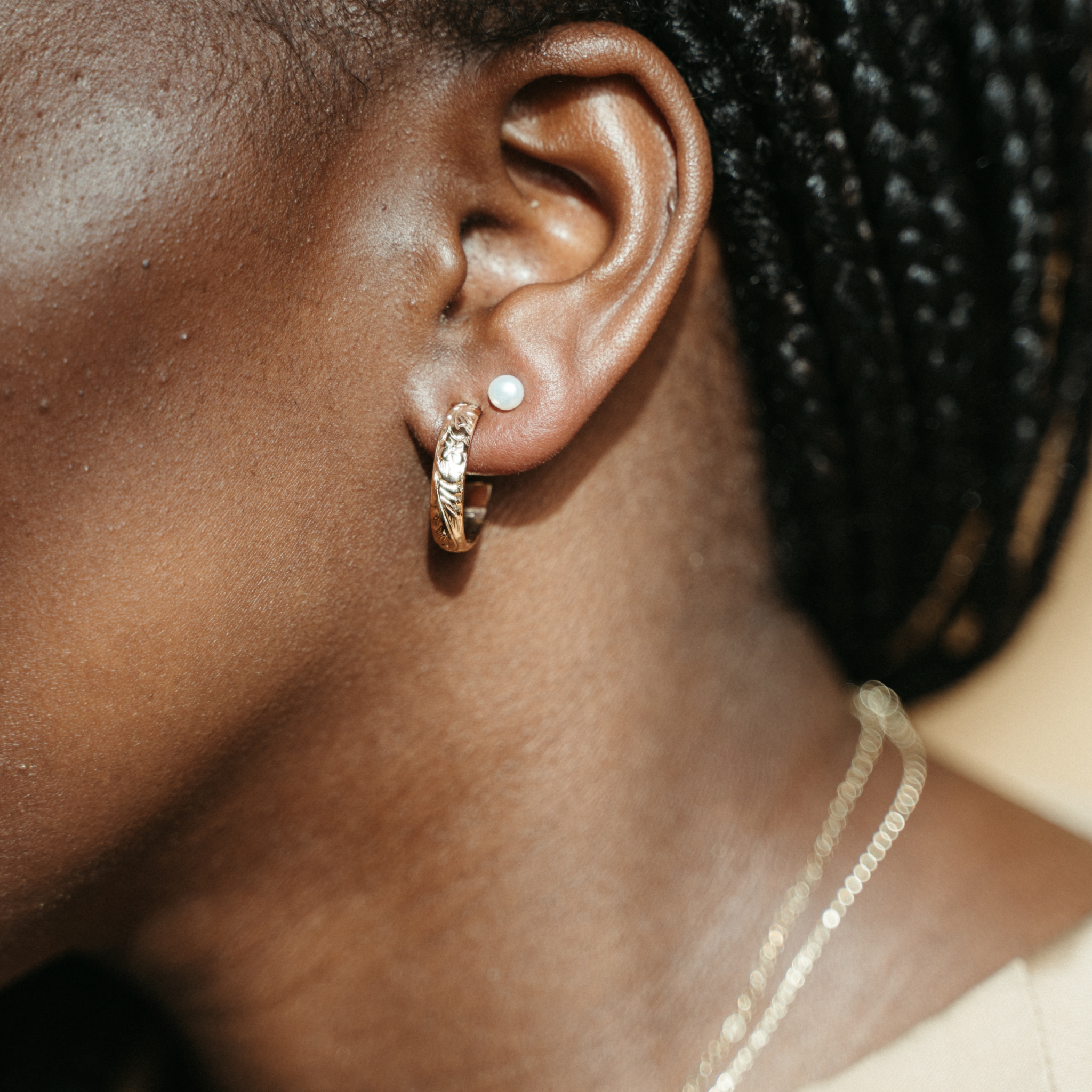 Floral Gold Small Hoops