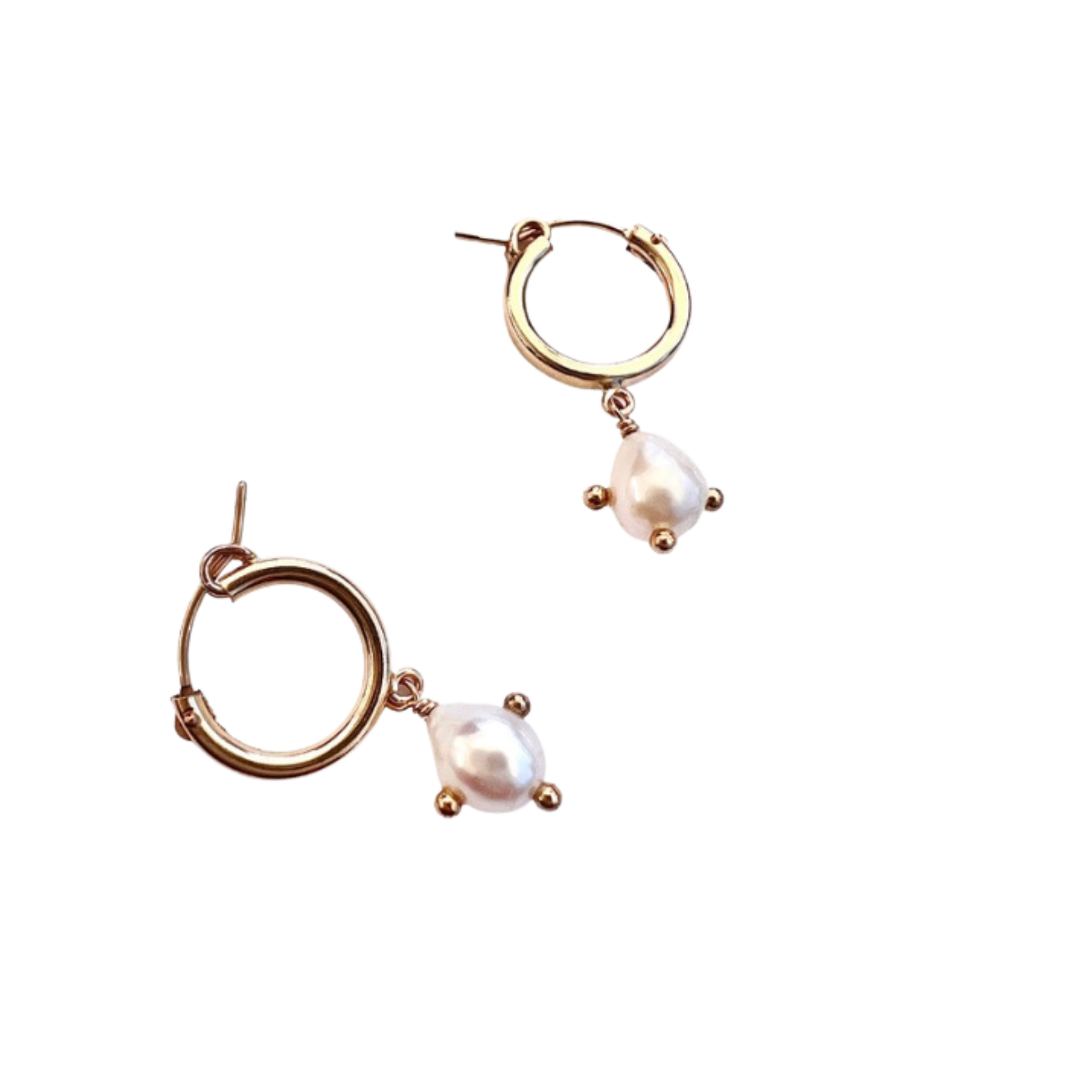 Celestial Pearl Gold Hoops