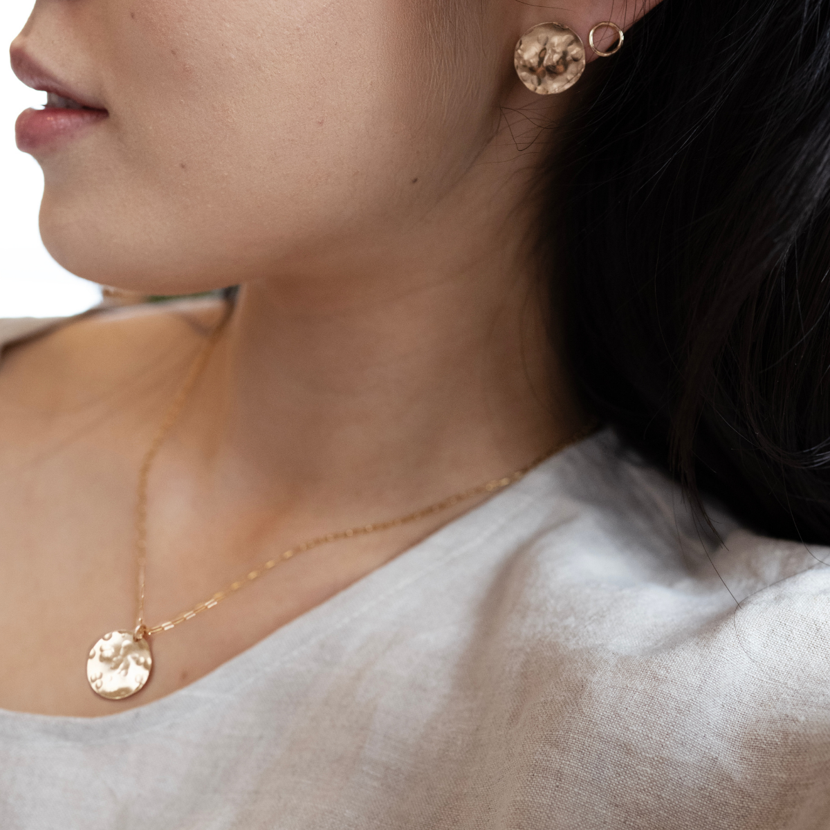 Sunrise Gold Disc Necklace