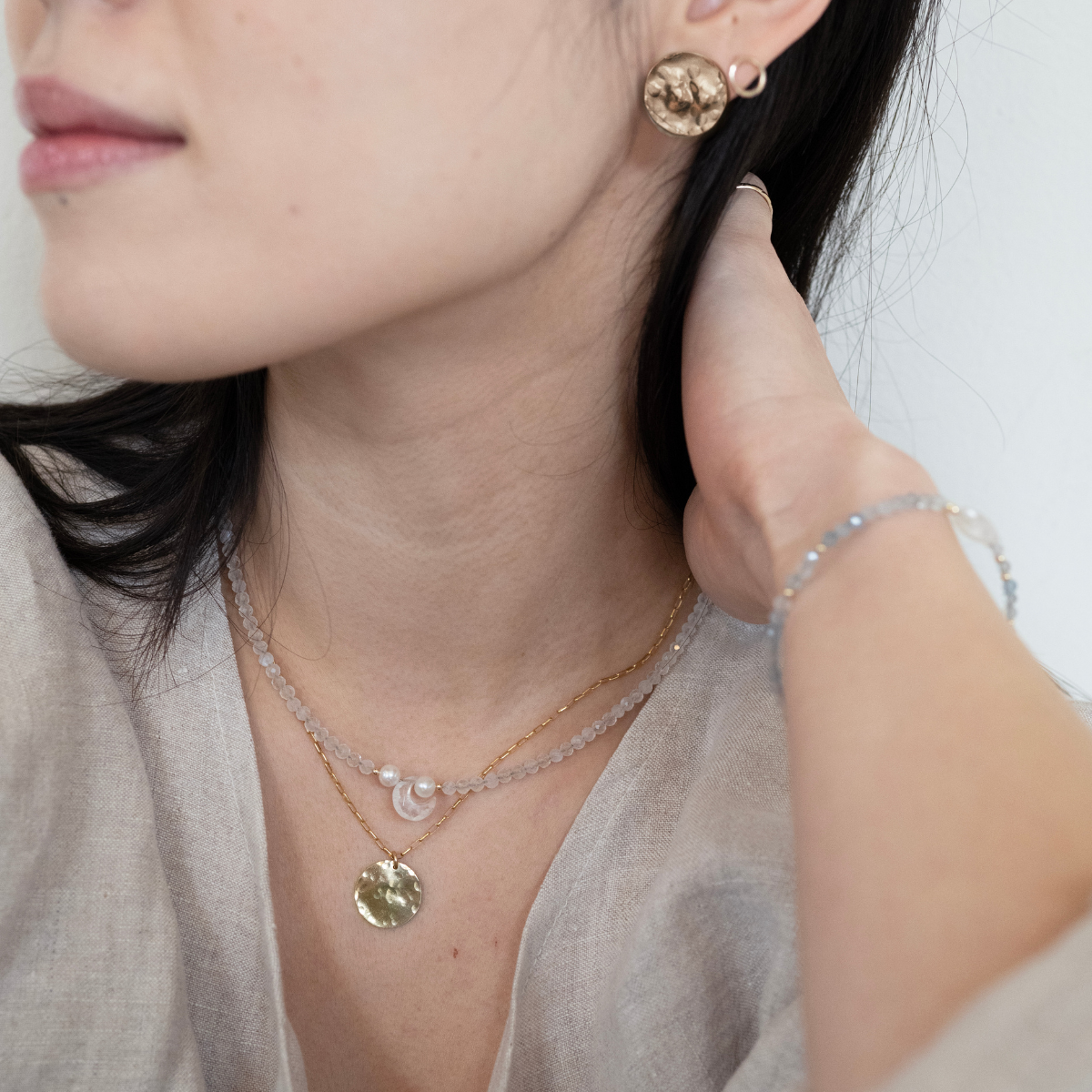 Sunrise Large Gold Disc Studs