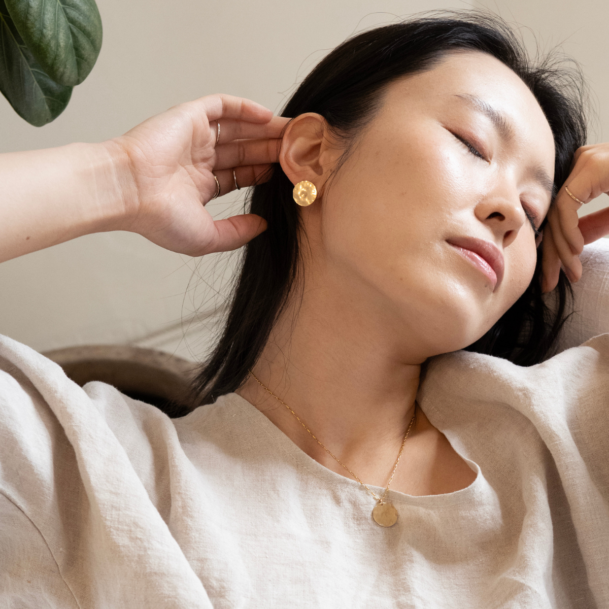Sunrise Large Gold Disc Studs