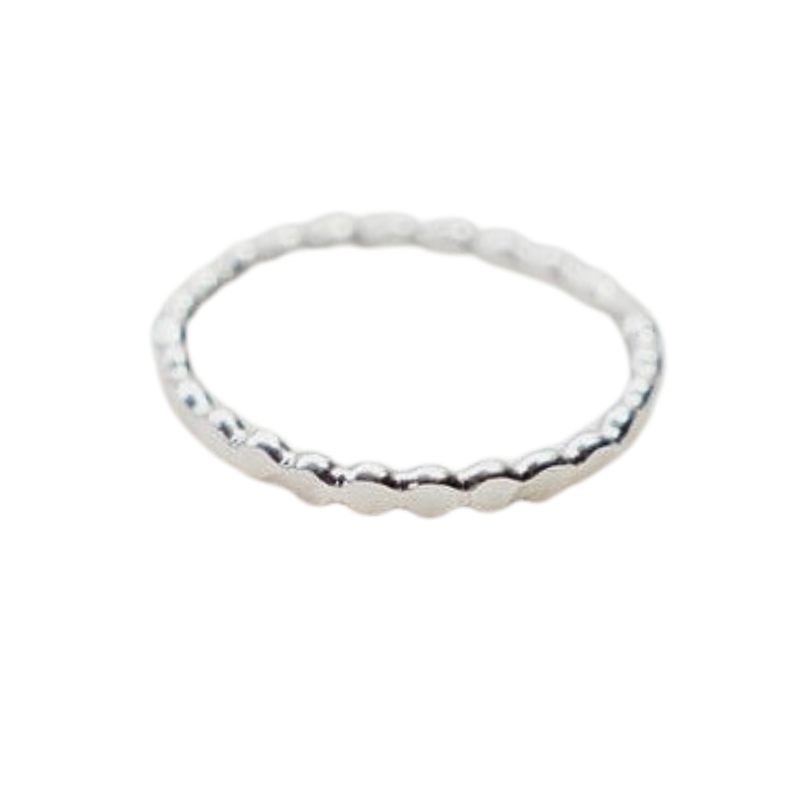 Silver Flat Ball Stacking Ring