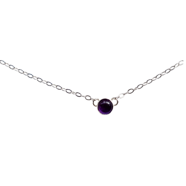 Silver Gemstone Solitaire Necklace
