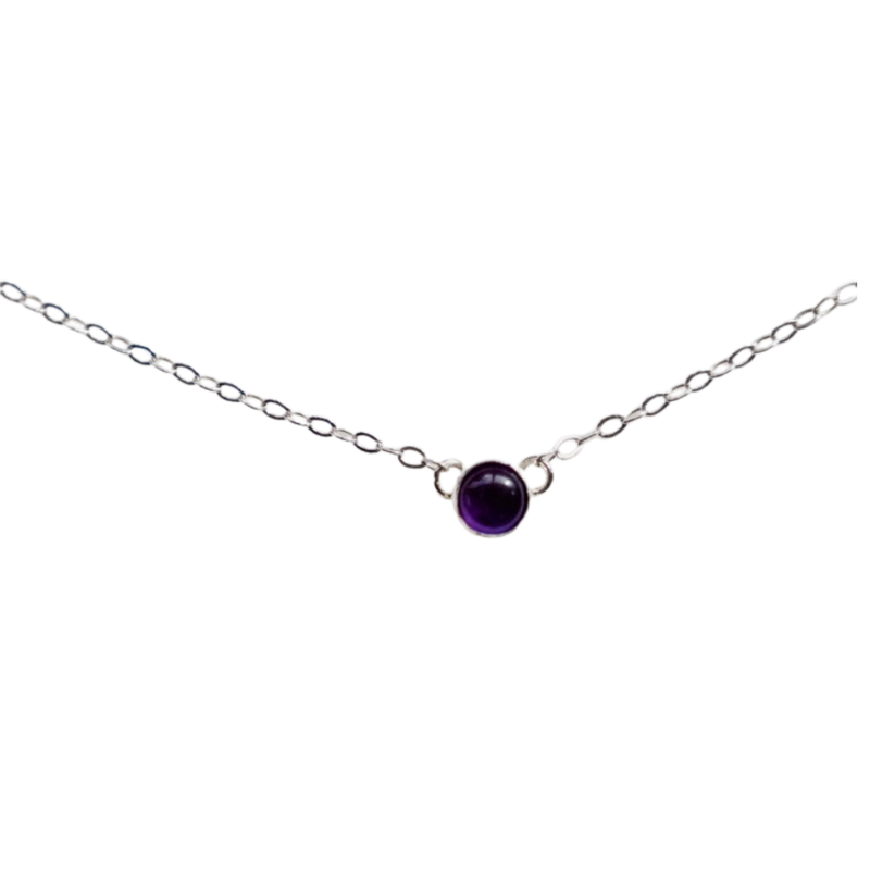 Silver Gemstone Solitaire Necklace