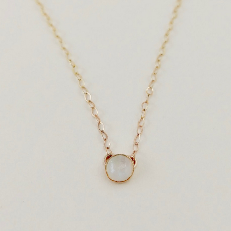 Gold Solitaire Gemstone Necklace