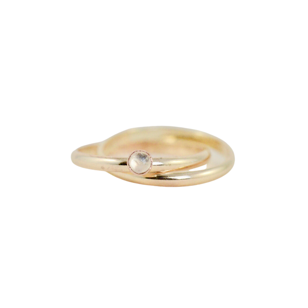 Gold Orbit Mediation Ring with Gemstone
