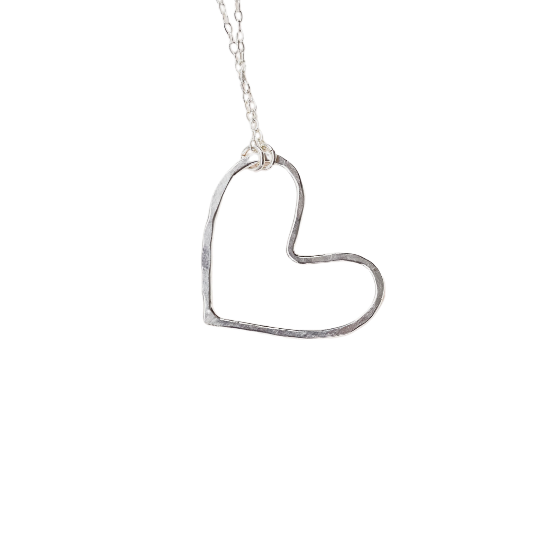 Heart shaped necklace silver clearance