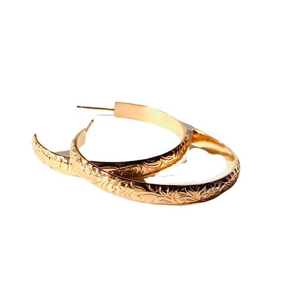 Floral Gold Large Hoops