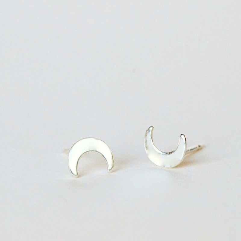 Sterling Silver Crescent Moon Studs