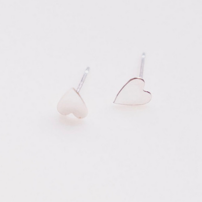 Silver Heart Studs