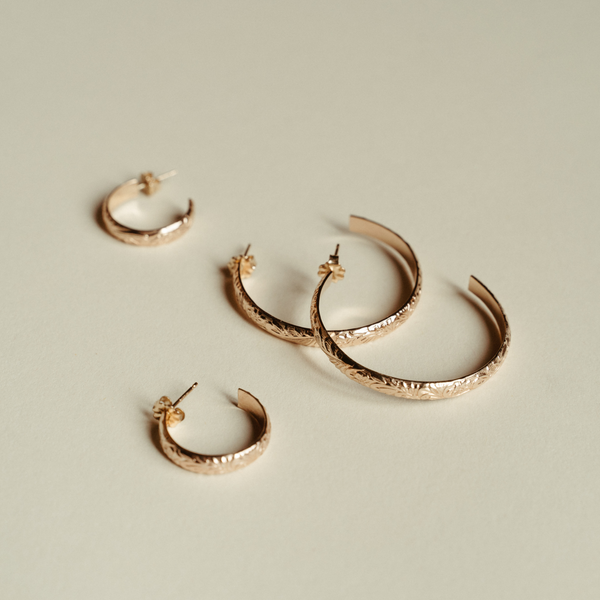 Floral Gold Large Hoops