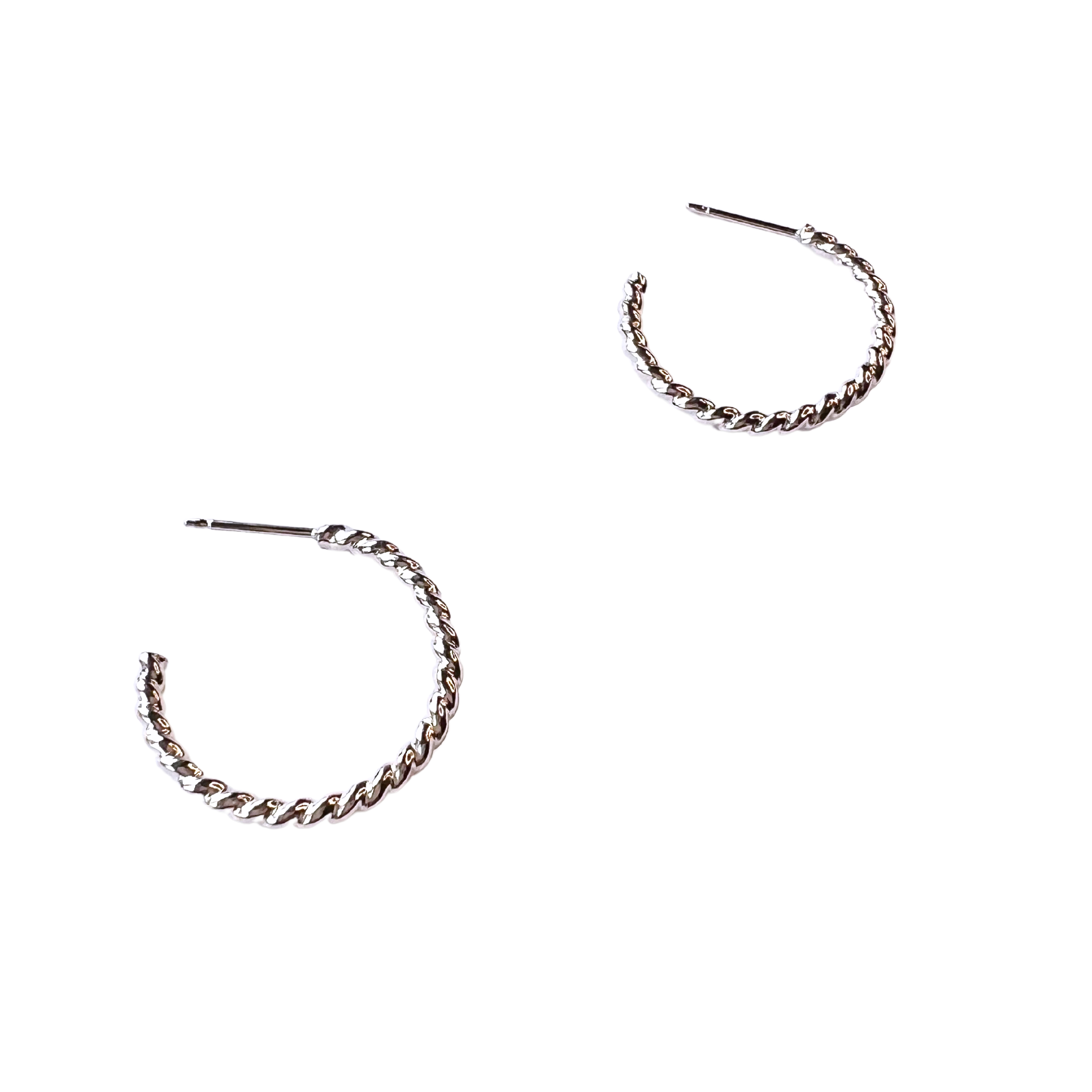 Silver Twist Small Hoops