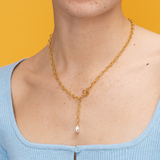 Celestial Pearl Lariat Necklace
