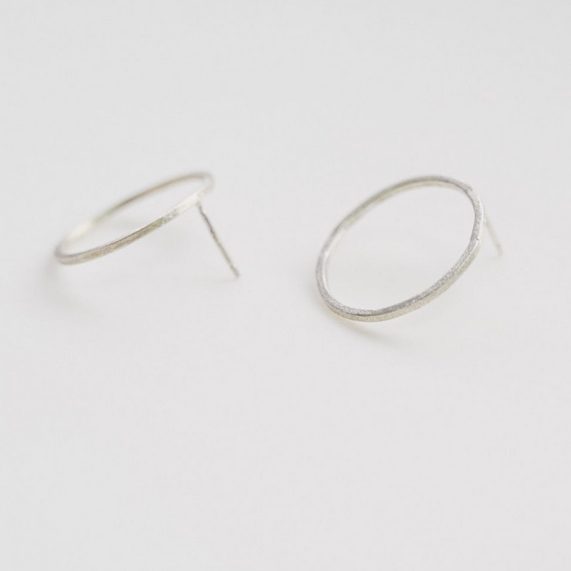 Black Moon Silver Earrings