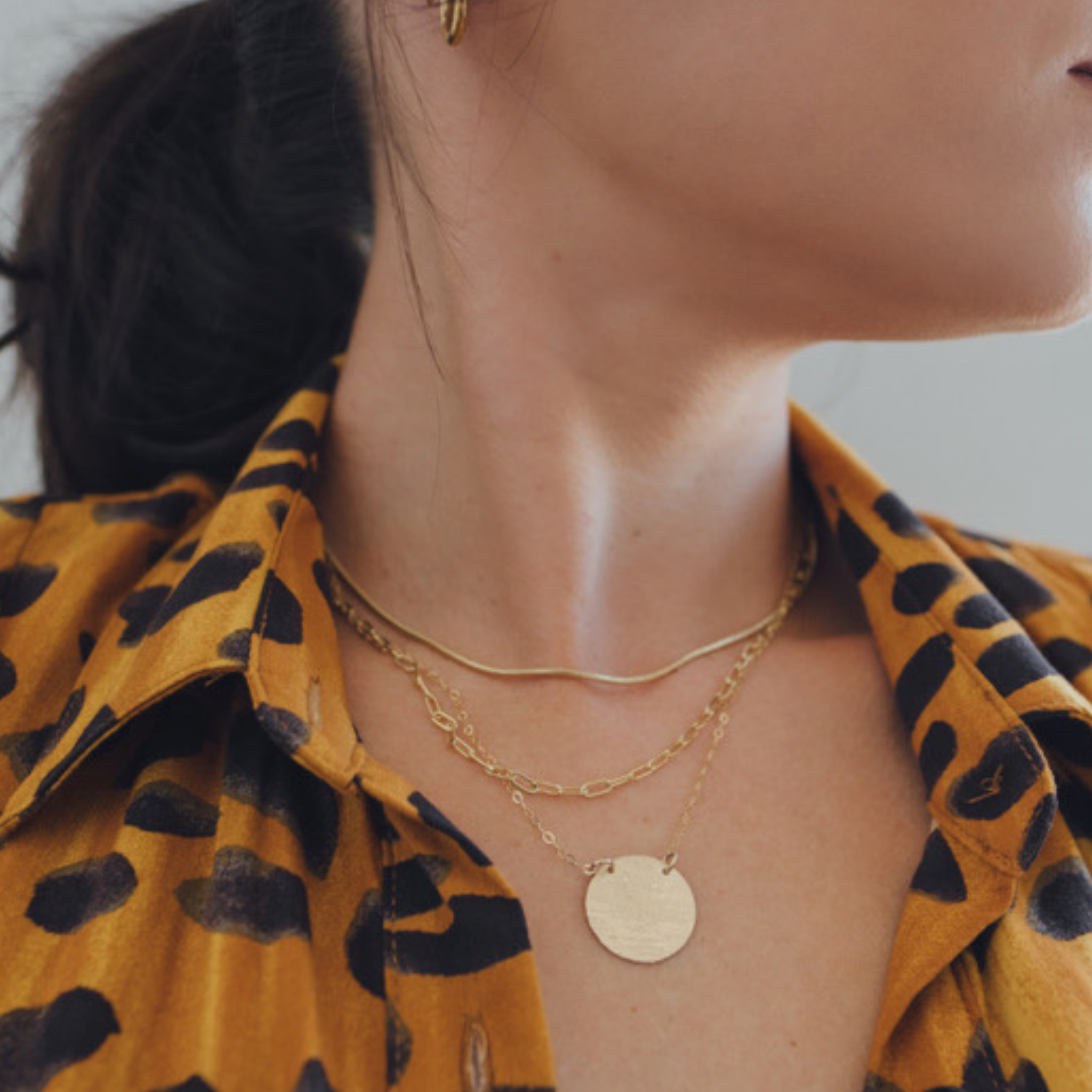 Gold Oval Layering Choker