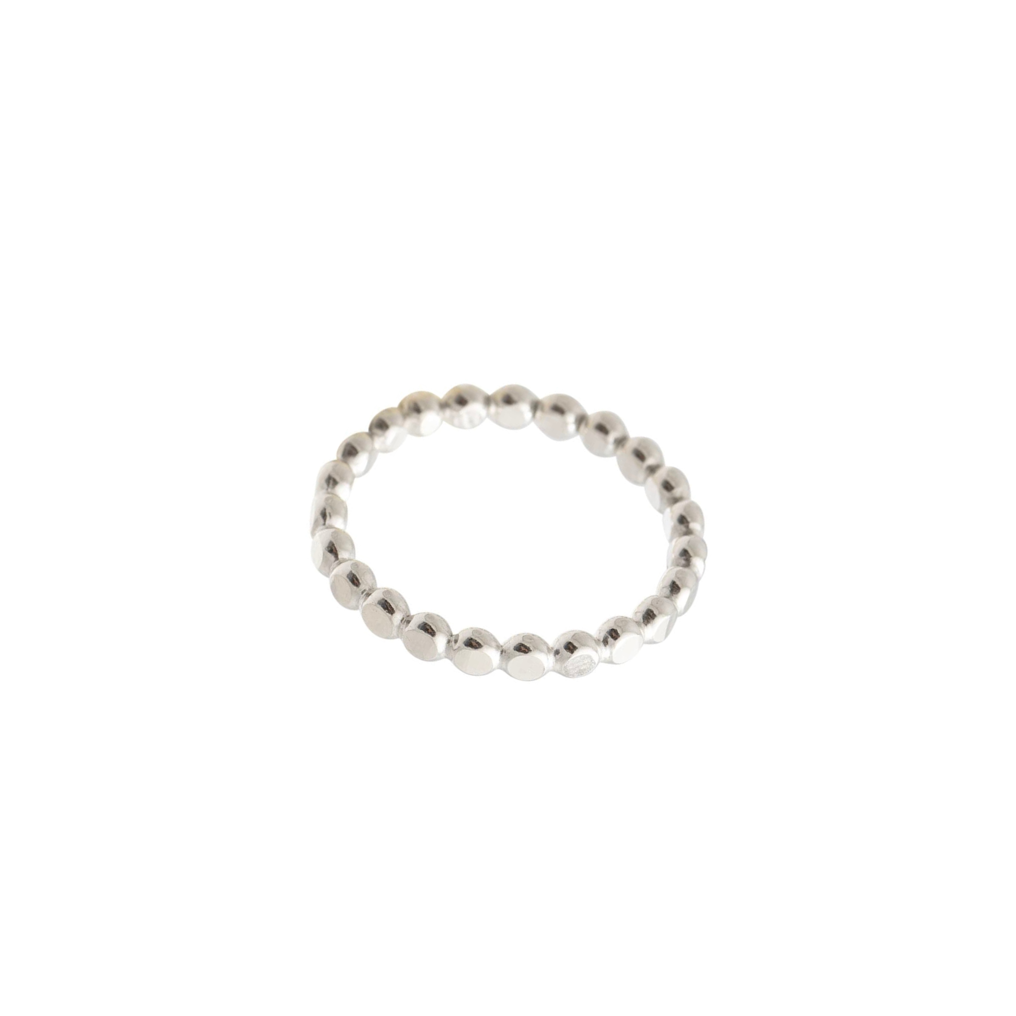 Silver Flat Ball Stacking Ring