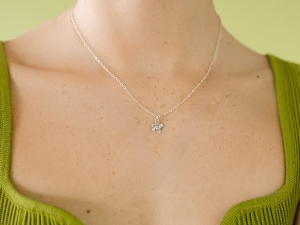 Aquamarine Flower Power Small Charm Necklace