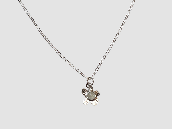Aquamarine Flower Power Small Charm Necklace